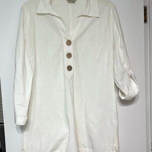 White Organic Cotton Button-Up Top